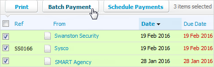 Xero Batch Payments.